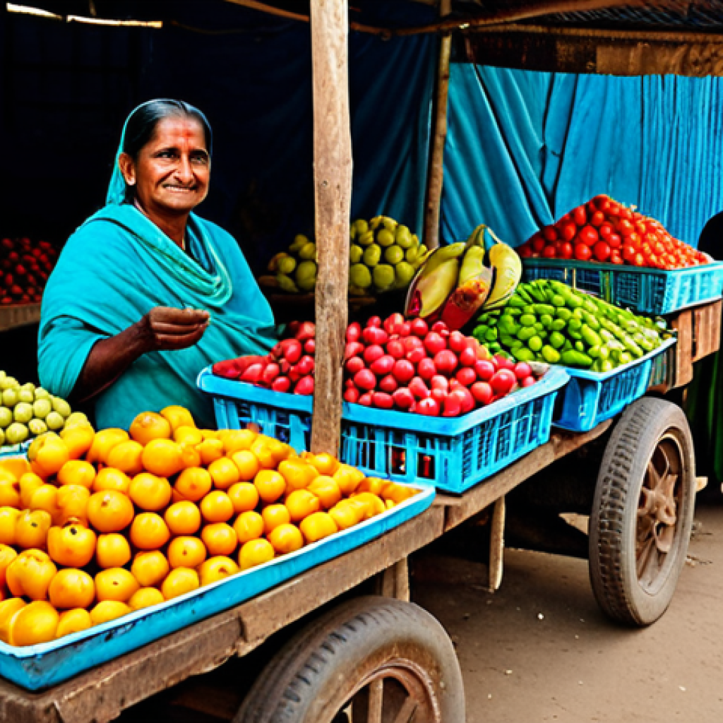 수용성 섬유소와 불용성 섬유소 - Rural Market Scene**

"A vibrant, bustling rural market in Bengal. A friendly, fully clothed vendor ...