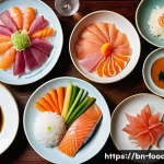 일본식 식단과 영양학적 장점 - **Prompt 1: A Vibrant Japanese Feast of Fresh, Seasonal Ingredients**
    "A beautifully arranged Ja...