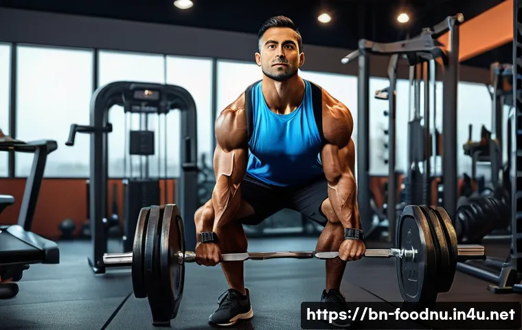 단백질 합성과 운동 효과 - A detailed, realistic illustration of a healthy adult Bengali man in athletic wear, performing stren...