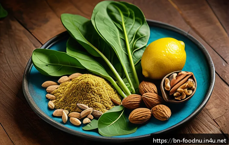 간 건강을 위한 식단 - A vibrant still life composition featuring a variety of natural superfoods for liver health, includi...